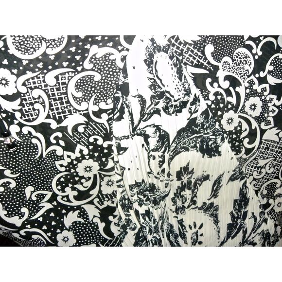 Vintage Susan Freis Georgette Graphic Print Midi Dress | Black & White | M/L - Picture 9 of 10